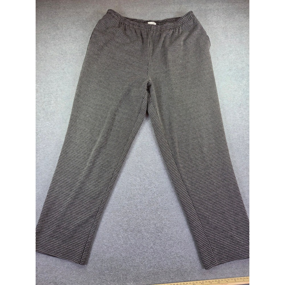 Alfred Dunner Petite Pull On Elastic Waist Trousers 12P Black White Classic